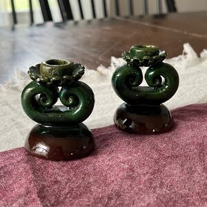 Vintage studio pottery candlestick holders handmade